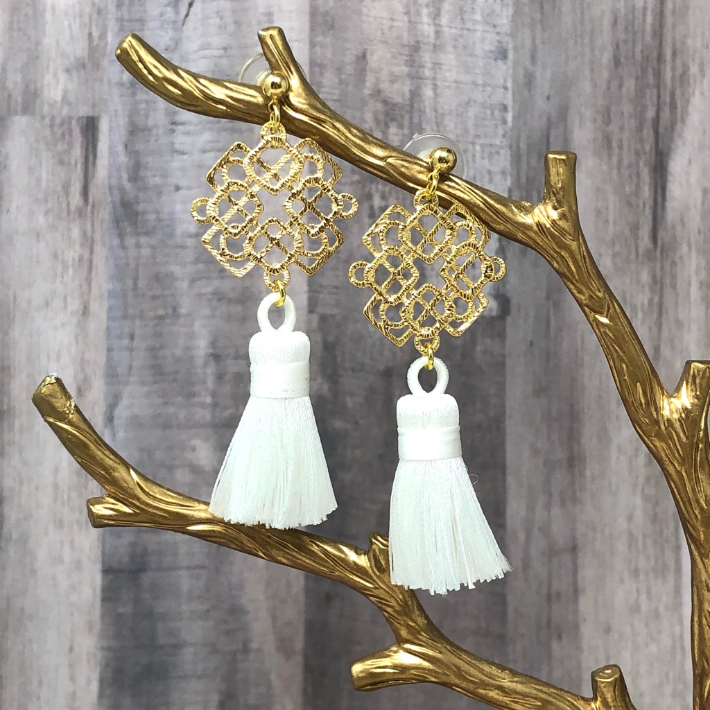 White Tassel Earrings